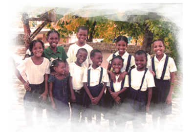 Haitian School Children in Rescue One Provided School Uniforms